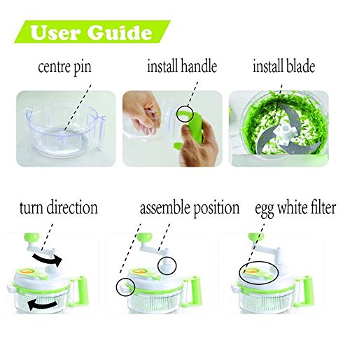 Kitchenninjia Multi-Funktion 4 in 1 Zerkleinerer Salatschleuder Gemüse Mixer und Eidottertrenner - 3