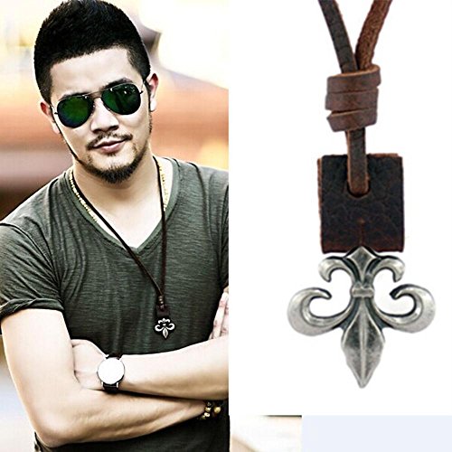 Aoligei-Peau-de-vache-en-alliage-Scout-cuir-collier-mle-grand-collier-fleur-bijoux-europens-et-amricains