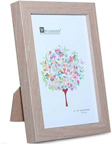 Wamshin Rustic Wooden Photo Frame Landscape Picture Frames 6x4 Shabby Chic Glass Front Simple Hanging Hooks included