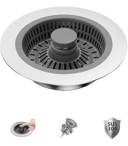 Nixovo Bouchon de Vidage Évier Cuisine, 3 en 1 Pop-Up Bouchon, 304 Évier de Cuisine Passoire Trou d'évier 75-87 mm, Profondeur > 40 mm, Bouchon Evier Nixovo Bouchon de Vidage Évier Cuisine, 3 en 1 Pop-Up Bouchon, 304 Évier de Cuisine Passoire Trou d'évier 75-87 mm, Profondeur > 40 mm, Bouchon Evier