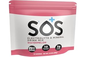 SOS Hydration Electrolyte Powder - Dehydration Mineral Water Flavoring Drink Mix Multiplier, Helps Renew Energy & Rehydration - Watermelon (50 serve pouch))