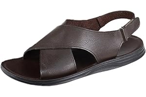 MGGMOKAY Sandalias de cuero para hombre zapatos de cuero informales de verano con diseño cruzado