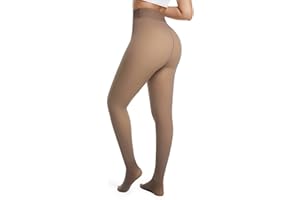 DIKER Medias Térmicas Mujer Invierno - Leotardos Mujer de Forro Polar, Medias Térmicas de Alta Elasticidad con Cintura Alta y Versión Alargada