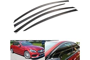 RZG 4x Genuine 3D Carbon Fibre Fiber Side Window Wind Deflector Rain Guard Visor For 2014-up MB C-Class W205 Saloon