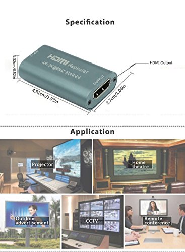 Moneyshop–HDMI 2.0 Repeater/HDMI Kabel Booster; HDMI 2.0 Signal- Verstärker für Konfigurationen bis 35m 4k ;25 m bei 4K@60Hz, 35 m bei 4K@30Hz, 50 m bei 1080p; YUV 4:4:4;Stützen 3D( es ist kein Netzteil erforderlich.) - 6