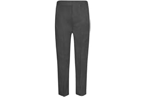 L S U Boys Slim FIT School Pull UP Trousers Elasticated Back Grey Black 1 Year to 16 Years