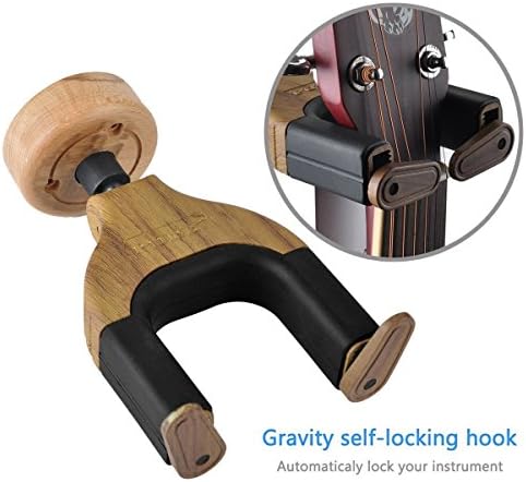 Guitar Wall Hanger,Loietnt Guitar Hanger Auto Lock Hook Holder Wall Mount Bracket for Home Studio Guitar,Bass,Multiple Musical Instruments (1 Pack)
