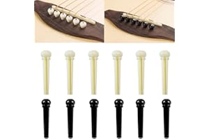 Fc'Noqgn Chevilles pour Guitare, 12pcs Broches de Pont de Guitare, Remplacement pour Chevilles et Sillet de Guitare Acoustique Folk