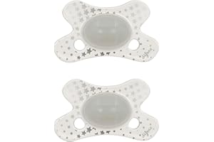 Difrax Tétine 0-6 Mois Natural – Sucette Naissance avec Tétine Silicone - Facile à Accepter - un Apport Optimal d'Air – Tutute Bébé Nouveau-né – Phosphorescente/Glow in the Dark - 2 Pièces