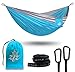 XL Single & Double Camping Hängematte, ZLZ Premium Ultralight Portable Hängematten für Rucksackreisen, Wandern, Camping, Survival Travel, Strand Hof mit verstellbaren Baum-Riemen & Stahl Karabiner - 118 'x79' (Single, Skyblue)