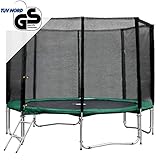 Gartentrampolin Trampolin Ø 305 cm - Ø 310 cm x 230 cm grün, Sicherheitsnetz mit 8 Stangen und Leiter