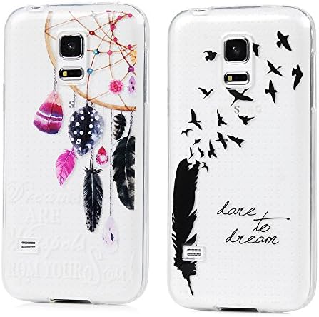 2x Case for Samsung Galaxy S5 Mini, TPU Silicone Cover Case Rubber Bumper Stylish Designed Full Body Anti-Scratch Flexible Shell Drop-Protection Gel Grip For Samsung Galaxy S5 Mini, Catches + Birds