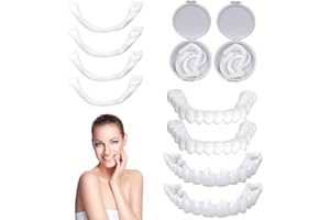 Fivtsme Prothèses Dentaires, 2 Paires Dentier Provisoire, Supérieure et Inférieure Dentier Provisoire, Facettes Dentaires Dents,Dentier Sourire Parfait,avec Boîte de Rangement pour Hommes et Femmes