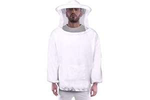 Flexzion Veste d'apiculture de qualité supérieure avec voile de protection et capuche pour débutants et commerciaux, taille XL, blanc