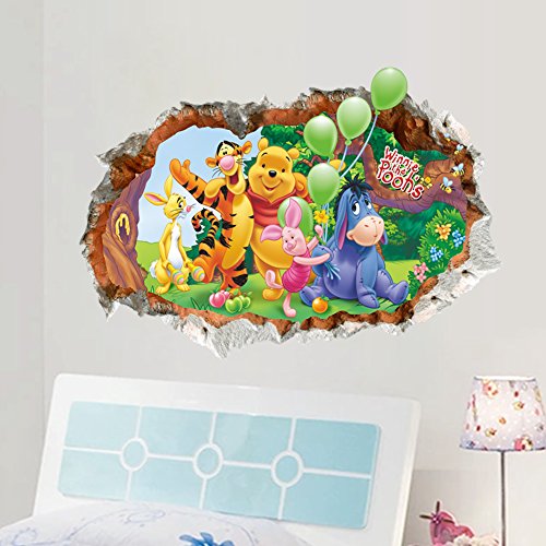 Oulique ® 3D Aufkleber Winnie the Pooh im Wanddurchbruch Loch für das Kinderzimmer - 7