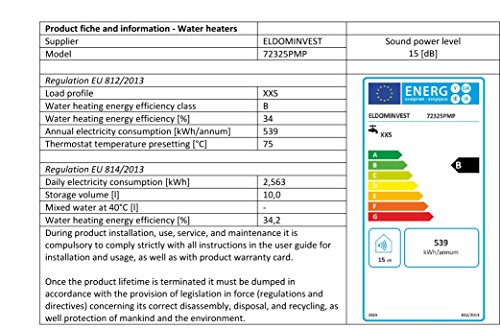Eldom Warmwasserspeicher/Boiler 10L Untertisch druckfest - 3