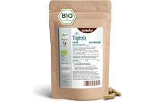 VOM-ACHTERHOF Capsule Triphala bio 400 pezzi | confezione di ricarica | con 500 mg di polvere Triphala ciascuna | combinazione di Amalaki, Bibhitaki e Haritaki | 100% vegan | vom Achterhof