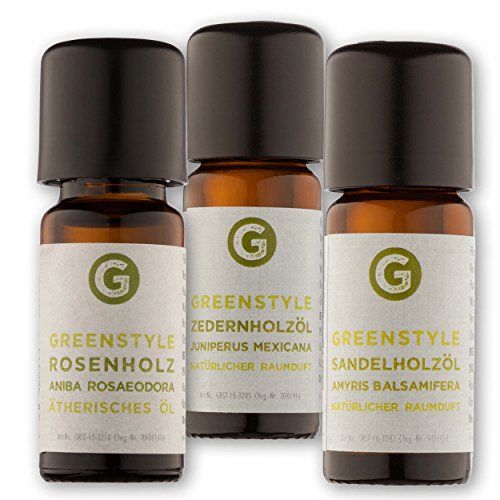 Duftvariation "Hölzer" - Sandelholz, Zedernholz, Rosenholz (3x10ml)