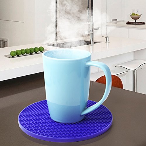 Ofenhandschuhe Und Topflappen Schürze Silikon, Backhandschuhe 2er Set, Doppelt Hitzebeständig, Gummi Grillhandschuhe Profi, Weiß Hellblau Design Blumen, Waschbar, Hochwertig - 9