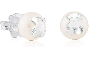 TOUS Pendientes de tuerca de plata 925 con perlas cultivadas en agua dulce blancas