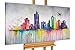 Produktbild KunstLoft® Acryl Gemälde 'Frankfurt im Flug' 140x70cm | original handgemalte Leinwand Bilder XXL | Skyline Frankfurt Stadt Bunt | Wandbild Acrylbild moderne Kunst einteilig mit Rahmen