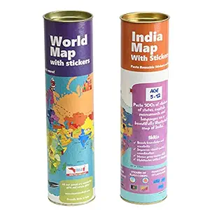 CocoMoco Around The World Geography Maps Combo Pack - India Map and World Map for Kids Educational Toys for 4-12 Year Old Boys and Girls
