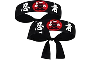 Anneome 2piezas Diadema Japonesa Decorativa De Karate Accesorio Deportivo para Chef Banda para Sudor Y Entrenamiento para Yoga Y Correr Fabricada Diseño Original Ninja