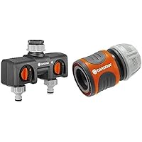 GARDENA 2-Wege-Verteiler & uhren, Wasserdurchfluss regulier und absperrbar & Anschlussgarnitur Comfort Flex…