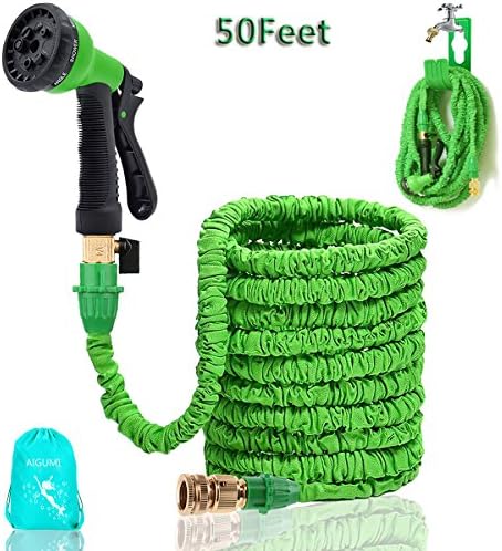 50 Ft Garden Hose Best Flexible Hose Expandable Retractable Hoses Pipe Prevent Leaking Pipe 8 Setting Sprayer Antirust Antifreeze Hoses（50Ft）