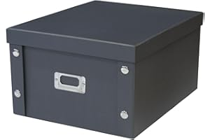 Box and beyond - Boîte Rangement - 35 x 28 x 18 cm - Carton Noir - Avec Couvercle - Rangement, Stockage - Objets, Accessoires, Documents - Bureau, Archive