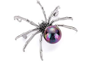 SUNJIAQI Colorful Pearl Spider Brooch - Steampunk Lapel Pin Badge - Metal Pearl Spider Brooches Pin Jewelry for Women & Men