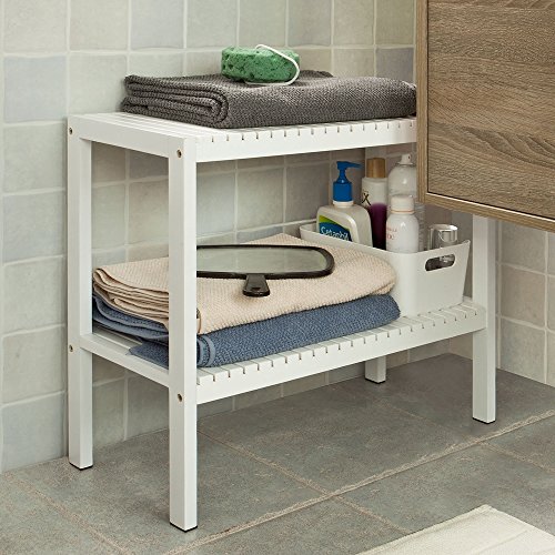 SoBuy® Badezimmerregal, Badezimmerschrank, Badregal,Handtuchhalter,Weiß FSR14-W - 4