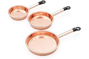Odoria Miniature 1/12 Poêles à Frire 3Pcs Accessoire de Cuisine pour Maison de Poupée