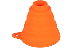 WANAONE Silicone Collapsible Funnel, Foldable Large Canning Jar Funnel for Wide Mouth and Regular Jars, Silicone Funnel for Filling Bottles or Containers for Canning Transferring of Liquid Solid Bean(Orange)