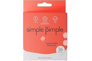 Simple Pimple Parches para Granos Transparentes - Pimple Patch Hidrocoloide con Ácido Salicílico, Árbol de Té y Centella Asiática | Acne Patches 8 Horas de acción. 36 Parches para Acné.