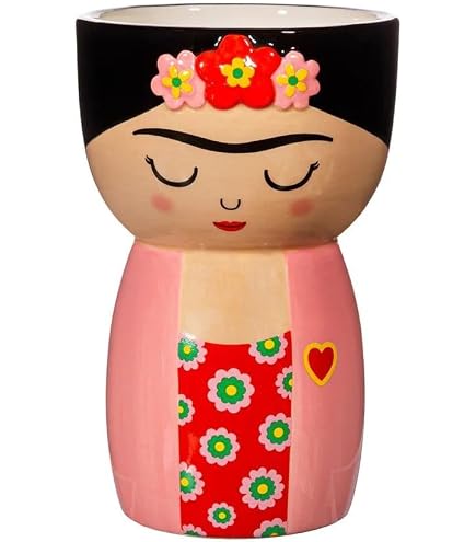 Maceta Grande Decorativa 'Girl Power Boobies' - Blanca, Con Detalles Rosas Y Corazones Dorados, Para Plantas