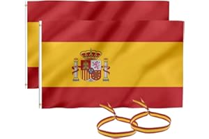 SE Pack Bandera España + Pulsera España de Regalo | 90 x 150 cm | Dos Ojales Metálicos para Interior y Exterior (2)