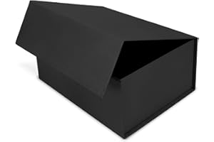 VERPACKUNGSWELT Caja de Regalo con Tapa - 45x35x20cm - 1 Pieza - Cajas Cartón para Regalos con Cierre Magnético - para Cumpleaños, Boda, Navidad, Nacimiento - Envoltorios Elegantes en Color Negro