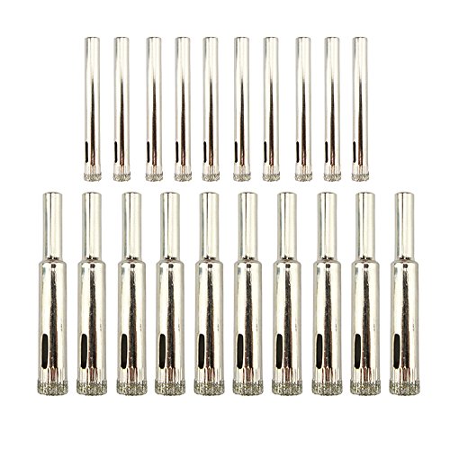 YCNK 20 Pcs 6mm + 8mm Dia Diamond Coated Drill Bit Marble Tile Glass Hole Saw