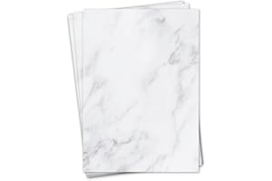 YOUNIKAT Juego de papel de carta con diseño de mármol, 50 hojas, 90 g/m², DIN A4, elegante papel de escritura, versátil, color blanco y gris, certificado de cumpleaños, menú de menú, dv_433