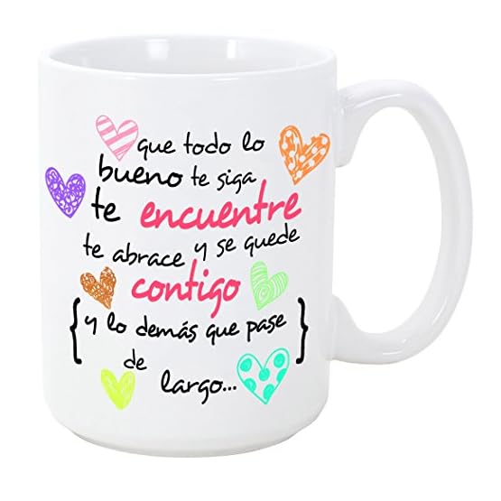 MUGFFINS Taza Original -Que Todo lo Bueno te SIGA te encuentre y te abrace - 350 ml - Tazas con Frases motivacionales