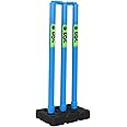 DSC Plastic Cricket Stump Set with 3 Stumps, 2 Bails and 1 Base, Size-Mens, Color - Blue
