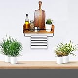TOALLERO DESMONTABLE: Cada repisa viene con un toallero que se puede colocar en la parte inferior de la repisa o en su pared. Puede colocarlos juntos o por separado. Use este toallero para mostrar sus toallas, cuelgue utensilios, tazas y otros accesorios de cocina.