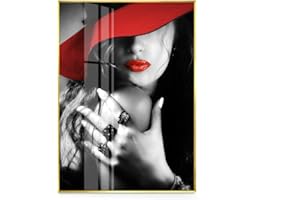 HSFFBHFBH Femme Sexy Toile Peinture Lèvres Rouges Mur Art Photos Affiche pour Salon Chambre Décor Image Beauté Art Imprimer 60x80 cm (23.6"x31.5") Pas de Cadre