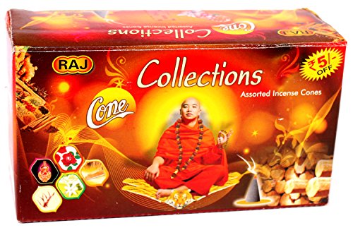 XXL Räucherkegel Set, Premium Mix mit 5 verschiedenen Duftrichtungen: Sandal (Sandelholz), Rose, Jasmin, Agarwood (Adlerholz), Musk (Moschus) Räucherkerzen inkl. Räucherkegelhalter in der exklusiven Luxflair© Edition