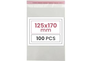 Netuno 100 Polybeutel selbstklebend 12,5 x 17cm selbstschließende Zellophantüten mit Peel & Seal Verschluss Zellophanbeutel transparent Kunststoff Tasche durchsichtig Folienbeutel