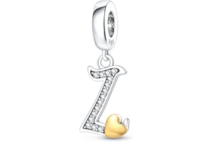 LONGLUCK Perles de charme Alphabet A-Z en argent sterling S925 pour bracelet Pandora pour femme, cadeau de bijoux pour femme.