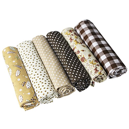 UOOOM 6 Stueck 50 x 50cm Stoffpakete Patchwork Stoffe Baumwolle tuch DIY Handgefertigte Nähen Quilten Stoff Baumwollgewebe Verschiedene Designs (Braun) - 3