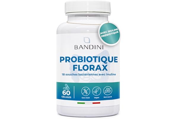 Bandini® FLORAX | Ferments Lactiques Probiotiques Flore Intestinale | 60 Gélules Gastro-Résistantes | 14 souches bactériennes: Lactobacillus Gasseri, BifidoBacterium