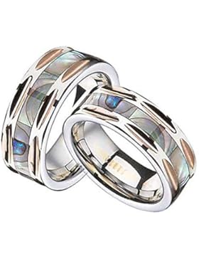 Eheringe Partnerringe Trauringe Verlobungsringe Freundschaftsringe aus Wolfram mit Shell / Laser Gravur GRATIS
